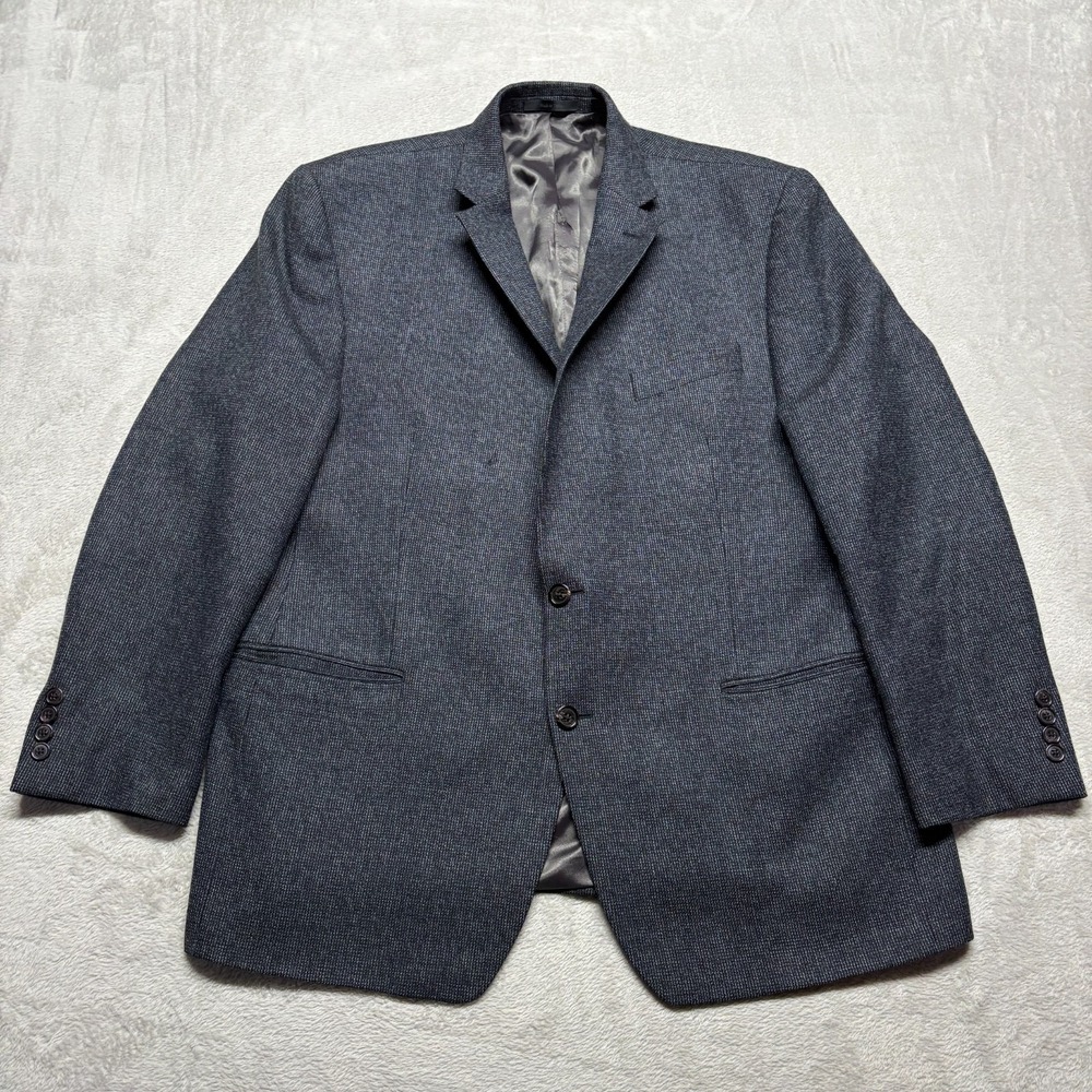Lauren Ralph Lauren Blazer Mens 46R Sport Coat  Blue‎ Black Herringbone Wool